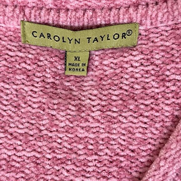 Carolyn Taylor Women Sweater Size XL Chunky Knit V Neck Pink Cozy Casual Comfort - Picture 4 of 9